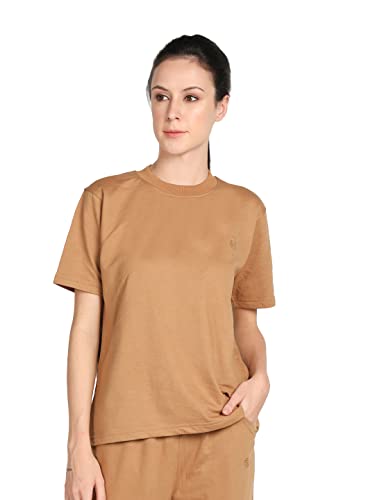 Image of CHKOKKO Women's Terry Cotton Loose Fit Half Sleeve Casual Style T-Shirt