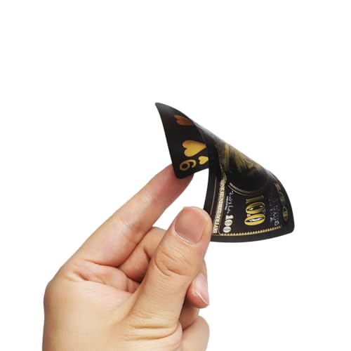 Schwarze Spielkarten mit Goldfolie - Wasserdichtes Dollar Muster Deck, Perfekt für Zaubertricks & Partys (Schwarz) – Bild 4