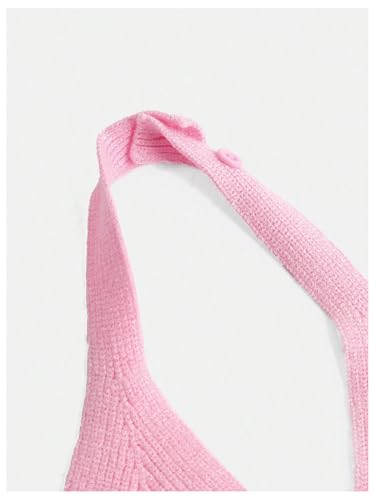 SHENHE Girl's Halter Top Star Print Backless V Neck Slim Knit Crop Top Y2k Camisole4