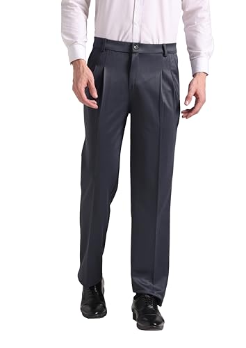 INDICLUB Men's Korian Style Pleated Stretchable Formal Trousers