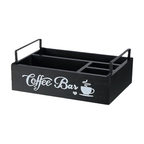 RUNCAN コーヒーステーションオーガナイザー カウンター用 木製コーヒーポッドホルダー 収納バスケット ティー調味料収納オーガナイザー 素朴なバー装飾 アクセサリーオーガナイザー (スタイル-1,単層)