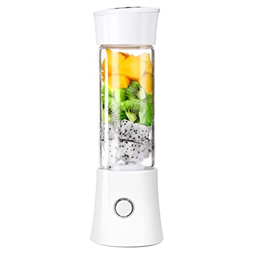 Maizoon Electric Mixing Cup White USB Rechargeable Model with Hidden Handle Portable Glass Blender Cup and Bottom Lid 480ml Fruit Juice Vegetable Smoothie Milk Shake