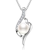 ❤Die eleganten, silbernen kette mit einer runden weißen Kristall Zirkonia Perle ca. 6mm ist sehr filigran eingefaßt, mit kleinen Steinchen besetzt, die je nach Lichteinfall blinken und glitzern.