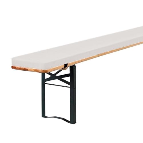 Washable Beer Bench Cushion Removable Padded Seat Pad for Beer Table & Party Tent Linen Fabric with Zipper White 130x28x3cm - Perfect for Outdoor Events