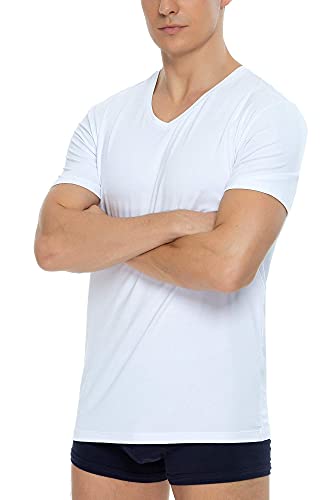 Nachila Men's Bamboo Rayon Undershirts 3 Pack Soft Breathable V-Neck T-Shirts Short Sleeve Tees M #TOP1