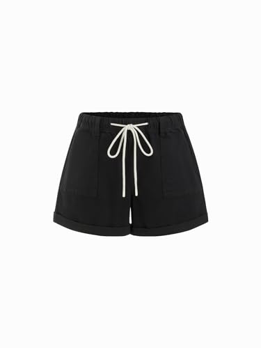 CIDER Women's Jean Shorts Drawstring Mid Waisted Denim Shorts with