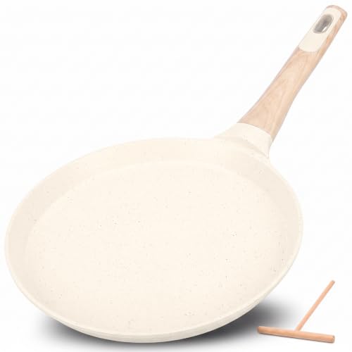 NutriChef 11” Non-Stick Crepe Pan with Wooden...
