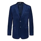 HAZELAND Boys Formal Velvet Blazer Suits Jacket Outfit Dress Solid Color Navy