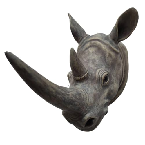 Cabeza de mamífero corpulento PETSOLA escultura con textura tallada fina para decoración elegante