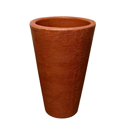 Elly Décor 12 Inch, 18" Tall Conic Round Planter Pot With Drainage Hole,Lightweight, Extremely Durable Plastic, 12"X 18" Tall Conic Planter, Terracotta #TOP4