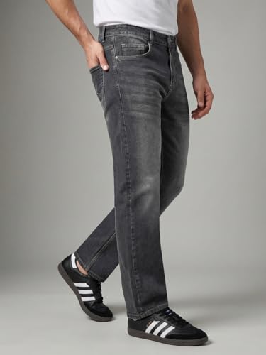 Image of Urbano Fashion Men's Relaxed Fit Washed Denim Jeans Non-Stretchable