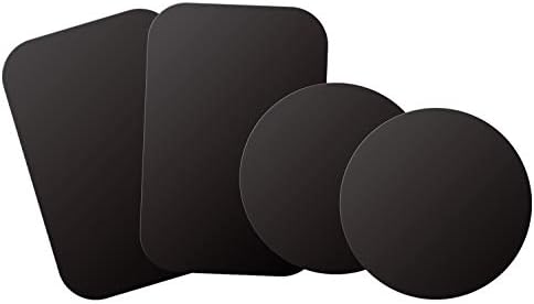 WixGear Mount Metal Plate with Adhesive for Magnetic Cradle-Less Mount - X4 Pack 2 Rectangle and 2 Round (Compatible with Magnetic mounts) (Black)