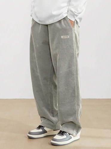Mokaloha Corduroy Pants, Casual Pit Strip Embroidery Tether Trousers Stylish, Comfort Loose Fit Wide Leg Pants for Men3