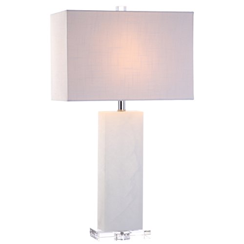 JONATHAN Y 27' White Alabaster Rectangular Table Lamp Contemporary Modern Bedside Nightstand Lamp...