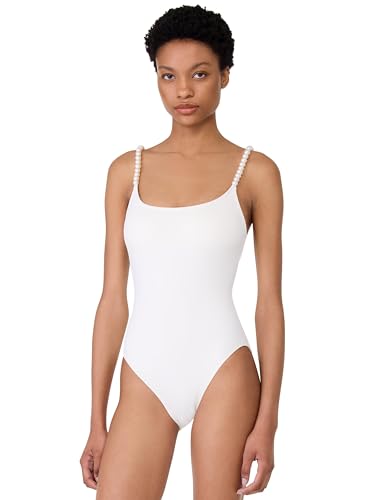 Maillot de bain 1 pièce Kate Spade String of Pearls ivoire avec perles élégantes pour femme