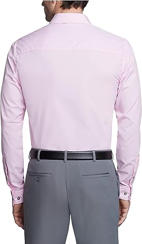Image of Kenneth Cole Reaction Unlisted Men's Slim Fit Solid Cotton Spread Collar Full Sleeves Formal Dress Shirt Pink