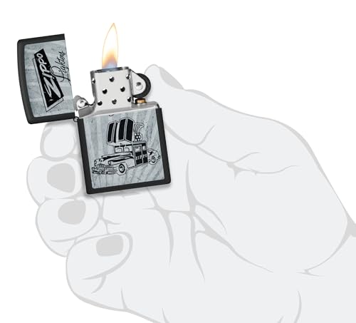 Image of Zippo Car Design Black Matte, Pocket Fuel Refillable Windproof Lighter, BIS Certified