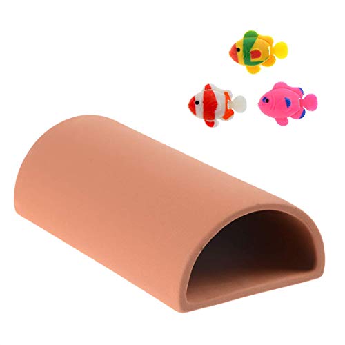 Uotyle Cueva de desove de peces de cerámica para acuario, cueva de plexiglás, refugio, camarón, peces, cría, cueva, peces, decoración de peces, con 3 decoraciones de peces para descansar y esconderse Cover