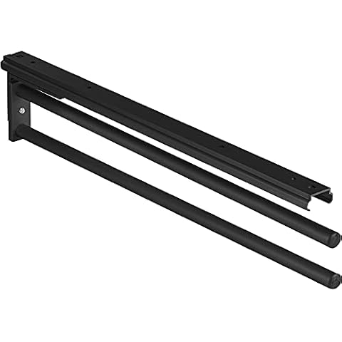 Gedotec H6008 Hand Towel Rail 2-Arm Extendible Tea Towel Holder Length 465 mm in Black Bathroom and Kitchen Cupboard Towel Rail Swivelling 90° Made in Germany Cover
