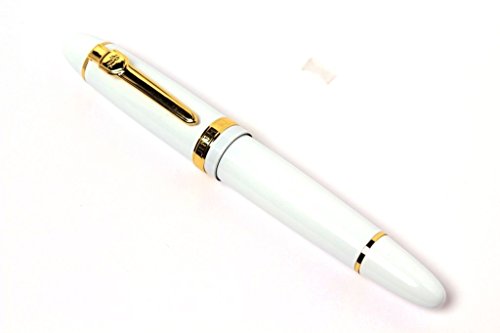 Image of EXCLUSIVE JINHAO 159 FOUNTAIN PEN SHINE WHITE MEDIUM NIB WITH GOLDEN TRIMS