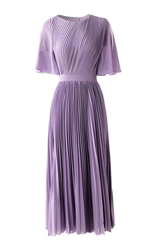 Women's O-Neck Short Sleeve Draped Slim Dress High Street Spring