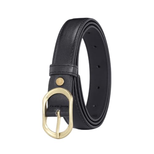 Katutude Women's Leather Belt Gold Buckle Waist Belts Soft PU Leather Chic Belt 1 Inch Wide Casual Leather Belt for Jeans