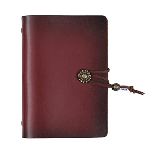 Jalach Mini Notizbuch für unterwegs, klein Reisetagebuch aus Leder, A7 Ringbuch nachfüllbar Blankoblätter mit Lineal Binder Tasche Cover