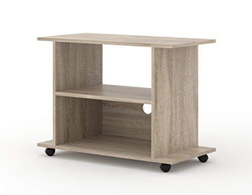 BIM Furniture Meuble TV à roulettes Yogi en Bois - Beige - L 80 X P 40 X H 60 Cm
