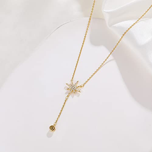 Paderison 14K Gold Plated Pendant Necklace | Star Crystal Pendant Choker | Delicate Necklace For Women Girls | Birthday Holiday Jewelry Gift #TOP2