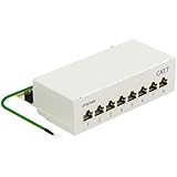 FGB CAT 7 Patchpanel Verteilerfeld 8 Port - Tisch/Wandmontage/Desktop Geschirmt 8X RJ45 Buchse - LSA Verteilerfeld für Gigabit-Netzwerk-Switch - Lichtgrau