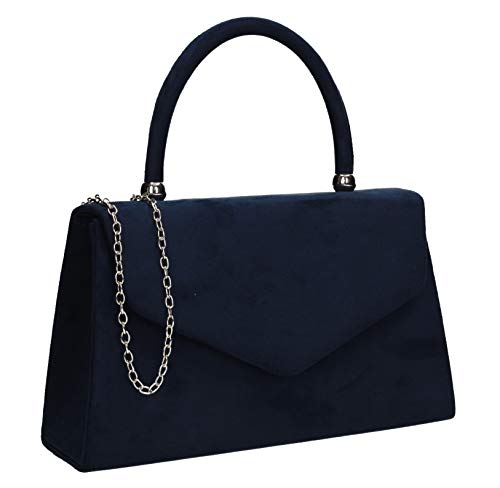 SwankySwans Kendall Clutch für Damen, Veloursleder, für Party, Abschlussball, Clutch, marineblau, One Size