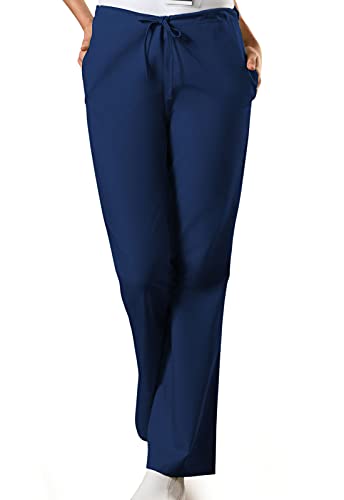 Cherokee womens Flare Leg Drawstring Medical Scrubs Pants, Navy, Medium Petite US