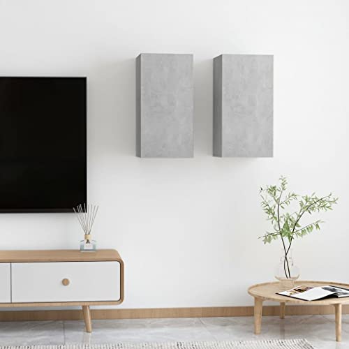 Genérico Muebles para TV 2 uds contrachapada Gris hormigón 30,5x30x60 cm,Muebles TV-803335