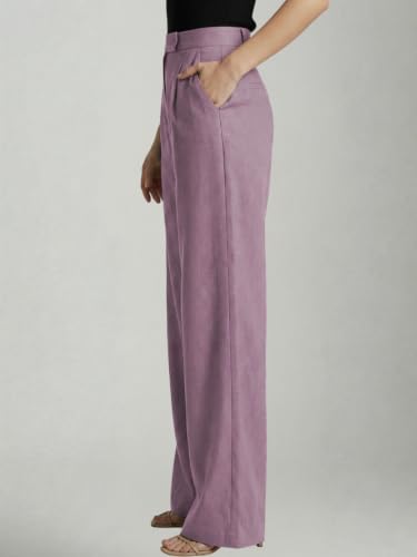 Image of Leriya Fashion Women Relaxed Fit Wide Leg Trousers | Malai Cottage Clip Closure Wide Leg Pants for Women | Casual Straight Lounge Pants with Pockets | Stylish Everyday Office Outfit Bottom Pant