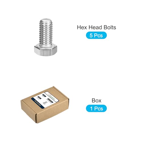Image of METALLIXITY Hex Head Bolts (1 /2-20 x 1) 6Pcs, 304 Stainless Steel 18-8 Fully Threaded, External Hex Drive, Plain Finish, Hex Head Screw Bolt, Silver