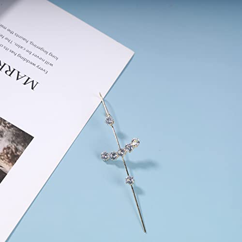 Andelaisi Long Cross Hook Earrings Rhinestone Ear Ear Wrap Crawler Hook Earrings Edge Pin Hook Cuff Earrings Inlaid Rhinestone Stick Hook Earrings Jewelry For Women And Girls #TOP3