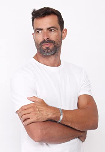 kuzzoi 925 Sterling Silver Byzantine Bracelet for Men, Length 6,69 inch - 8,27 inch, Width 0,39 inch, 1.41 oz4