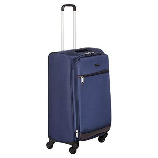 Amazon Basics - Maleta blanda con ruedas giratorias, 74 cm, Azul marino