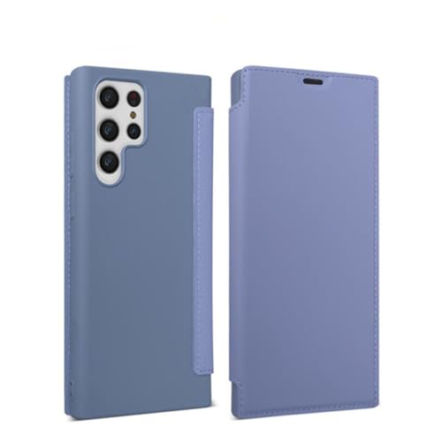 Coque Samsung S22 Luxe en cuir véritable et silicone avec clapet de protection premium gris