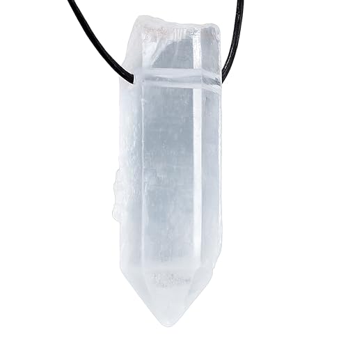 Lebensquelle Plus Cristal de roche naturelle en dentelle | pendentif avec ruban de coton
