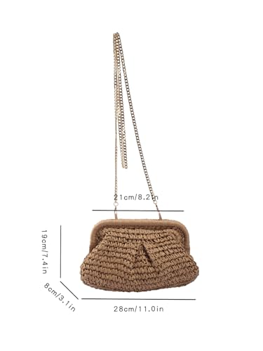 Image of Afashor Straw Clutch Purse for Women Summer Beach Woven Evening Bag Dumpling Casual Shoulder Handbag
