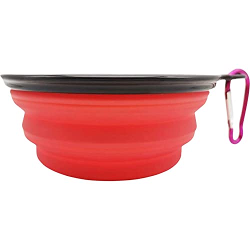 SERTYT ペット用食器 フードボウル フック付き 折り畳み式 餌入れ 水入れ シリコン ペットボウル ウォーターボウル エサ入れ 中【650ml】 ピンク
