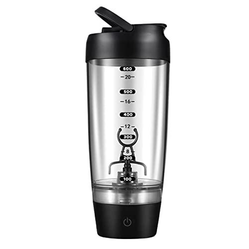 Shaker de protéines électrique portable de 591 ml pour mélanges de protéines, sport, fitness (noir)