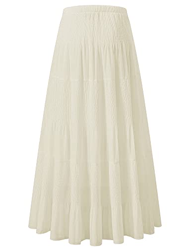 Image of NASHALYLY Women's Chiffon Elastic High Waist Pleated A-Line Flared Maxi Skirts