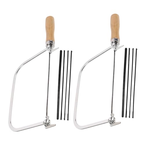 Abaodam 2セット 木製ハンドル付き字型ミニ糸鋸 軽量携帯可能で精密木工 ジュエリー細工に 耐久性鉄製フレームで鋭利か長持ち