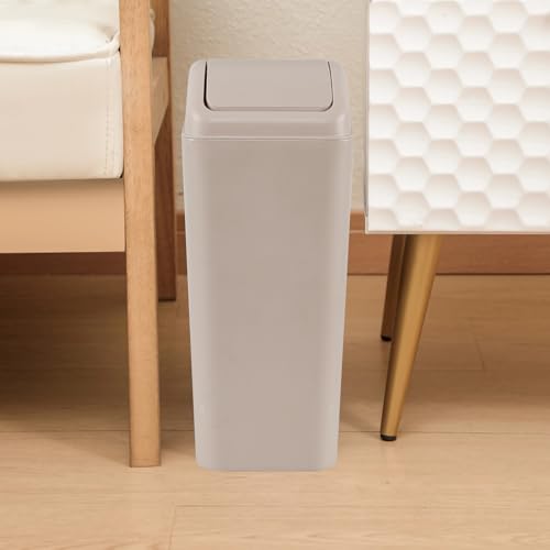Image of 14 Liter Plastic Trash Can with Swing Lid, 3.5 Gallon Slim Swing Top Garbage Can, 1-Pack