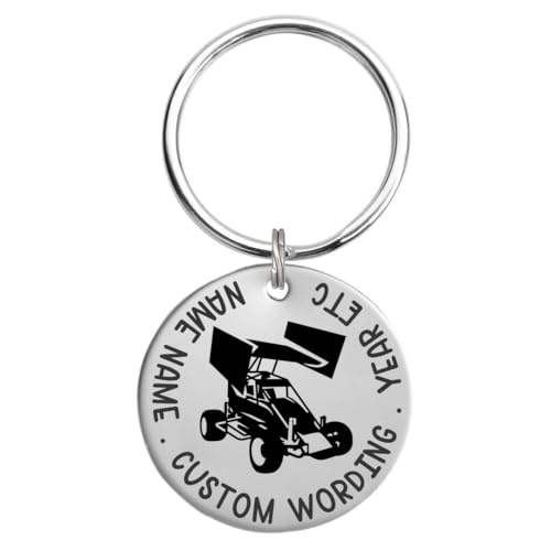Racing Keychain Gift | Custom Race Driver Crew Member Keyring | Dirt Track Motor Sports Gifts