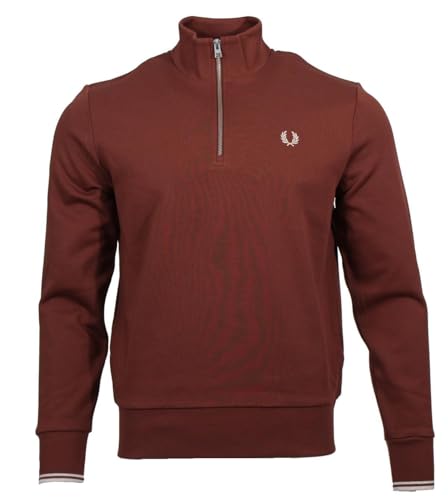Fred Perry – Jersey para hombre con cremallera en la parte superior, marrón castaño, L