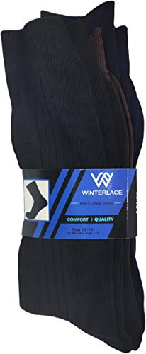 48 Pairs Mens Dress Socks Bulk Pack Nylon Comfort Soft Stretchy Crew Sock, Ribbed Stylish (Assorted (Black/Navy/Coffee)) #TOP1