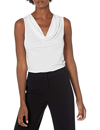 Calvin Klein Women's Plus-Size Solid Cowl Neck, White, 3X